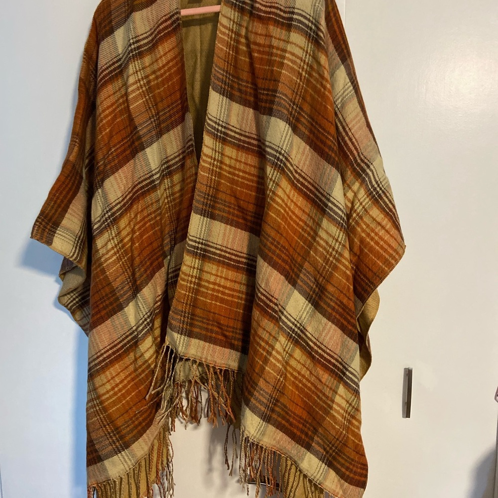 Plaid Fringe Shawl Wrap